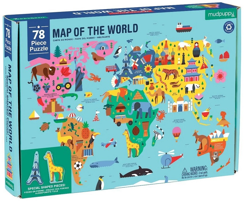 Map of the World Geography Puzzle 78 pieces – inky umbrella